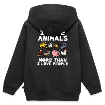 J'AIME LES ANIMAUX amoureux des animaux amour animal protection des animaux - Sweat Premium à capuche zippé enfant bio - noir - Dos - AI Model Kid Male (0cm)