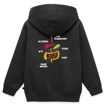 Verdauung Organe Lustiger Cartoon Comic Humor - Kinder Premium Organic Zip Hoodie - Schwarz - Hinten - AI Model Kid Male (0cm)