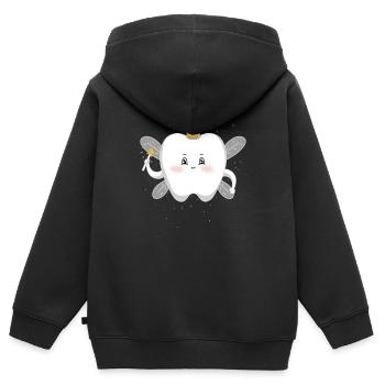 Dent fée dents fée dents aile dent carnaval cadeau - Sweat Premium à capuche zippé enfant bio - noir - Dos - AI Model Kid Male (0cm)