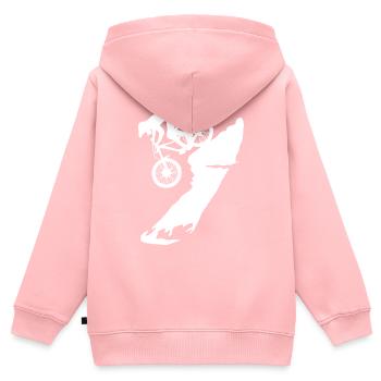 VTT descente - Sweat Premium à capuche zippé enfant bio - rose - Dos - AI Model Kid Female (0cm)