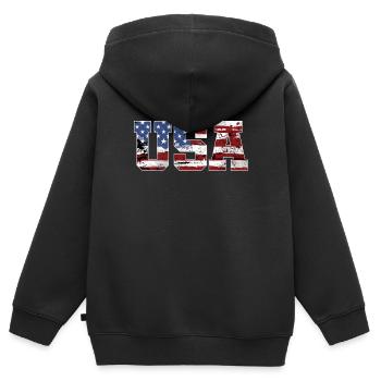 USA drapeau américain - Sweat Premium à capuche zippé enfant bio - noir - Dos - AI Model Kid Male (0cm)