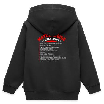 Maturareise Matura Maturafeier Maturant Checkliste - Kinder Premium Organic Zip Hoodie - Schwarz - Hinten - AI Model Kid Male (0cm)