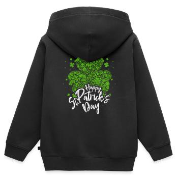 Saint Patricks Day - Sweat Premium à capuche zippé enfant bio - noir - Dos - AI Model Kid Male (0cm)