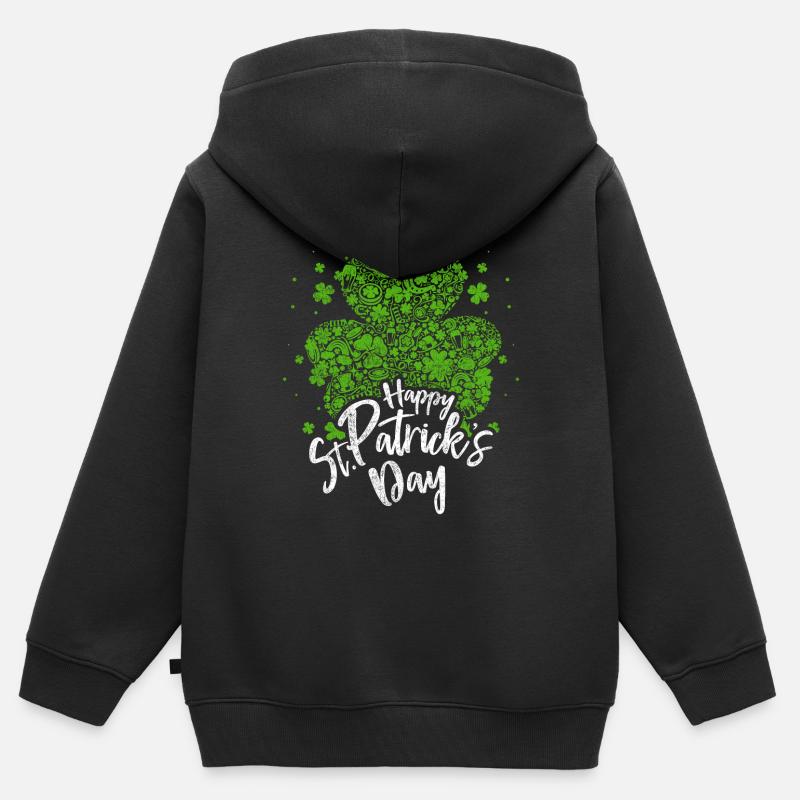 Saint Patricks Day - Sweat Premium à capuche zippé enfant bio - noir