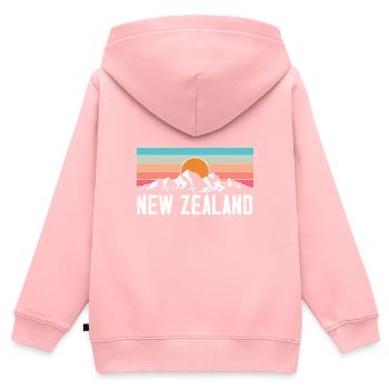 Neuseeland Land Nation - Kinder Premium Organic Zip Hoodie - Rosa - Hinten - AI Model Kid Female (0cm)