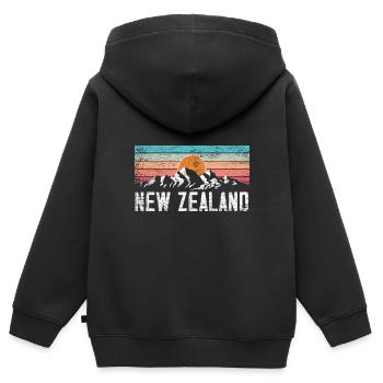 Neuseeland Land - Kinder Premium Organic Zip Hoodie - Schwarz - Hinten - AI Model Kid Male (0cm)