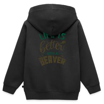 Biber - Kinder Premium Organic Zip Hoodie - Schwarz - Hinten - AI Model Kid Male (0cm)