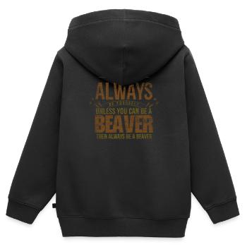 Biber - Kinder Premium Organic Zip Hoodie - Schwarz - Hinten - AI Model Kid Male (0cm)