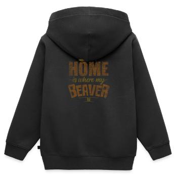 Biber - Kinder Premium Organic Zip Hoodie - Schwarz - Hinten - AI Model Kid Male (0cm)