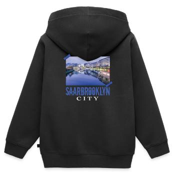 Saarbrücken Saarland Saarbrooklyn City Saar - Kinder Premium Organic Zip Hoodie - Schwarz - Hinten - AI Model Kid Male (0cm)