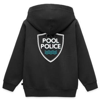 Piscine police maître nageur piscine piscine police - Sweat Premium à capuche zippé enfant bio - noir - Dos - AI Model Kid Male (0cm)