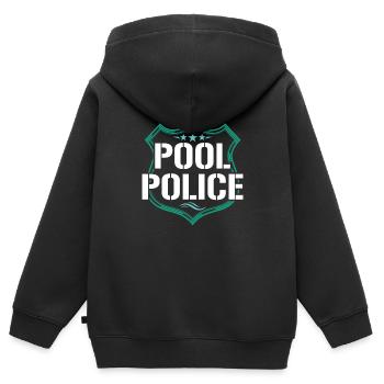 Piscine police maître nageur piscine piscine police - Sweat Premium à capuche zippé enfant bio - noir - Dos - AI Model Kid Male (0cm)