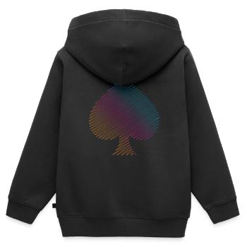 Pique de poker - Sweat Premium à capuche zippé enfant bio - noir - Dos - AI Model Kid Male (0cm)