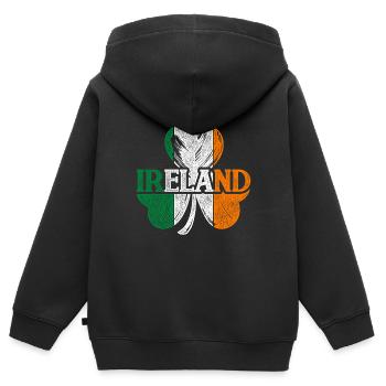 Irlande - Sweat Premium à capuche zippé enfant bio - noir - Dos - AI Model Kid Male (0cm)