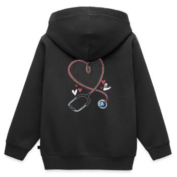 Coeur de stéthoscope - Sweat Premium à capuche zippé enfant bio - noir - Dos - AI Model Kid Male (0cm)