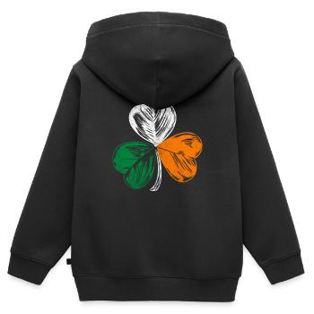 Irland Heimat Kleeblatt - Kinder Premium Organic Zip Hoodie - Schwarz - Hinten - AI Model Kid Male (0cm)