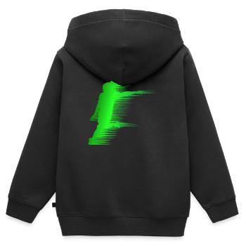 Frauenfußball - Kinder Premium Organic Zip Hoodie - Schwarz - Hinten - AI Model Kid Male (0cm)