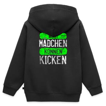 Lustiges Frauenfußball Mädchenpower - Kinder Premium Organic Zip Hoodie - Schwarz - Hinten - AI Model Kid Male (0cm)