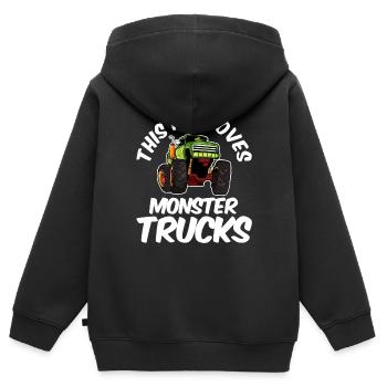 Monstertruck - Kinder Premium Organic Zip Hoodie - Schwarz - Hinten - AI Model Kid Male (0cm)