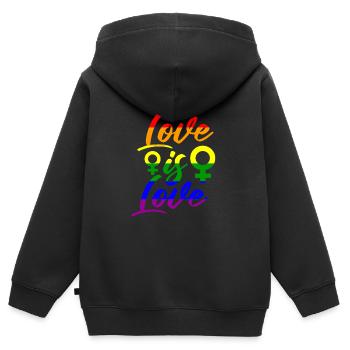 Amour lesbien - Sweat Premium à capuche zippé enfant bio - noir - Dos - AI Model Kid Male (0cm)