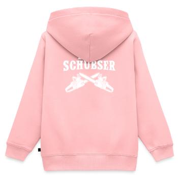 Tronçonneuse poussoir d'arbre - Sweat Premium à capuche zippé enfant bio - rose - Dos - AI Model Kid Female (0cm)