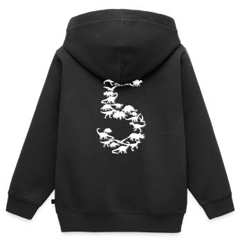 5. Anniversaire d’enfant 5 ans vieux dinosaure dinosaure - Sweat Premium à capuche zippé enfant bio - noir - Dos - AI Model Kid Male (0cm)