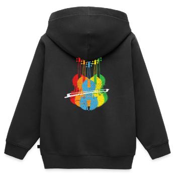 Violon violon violon joueur violons coloré - Sweat Premium à capuche zippé enfant bio - noir - Dos - AI Model Kid Male (0cm)