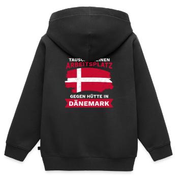 Tausche Arbeitsplatz gegen Hütte in Dänemark - Kinder Premium Organic Zip Hoodie - Schwarz - Hinten - AI Model Kid Male (0cm)