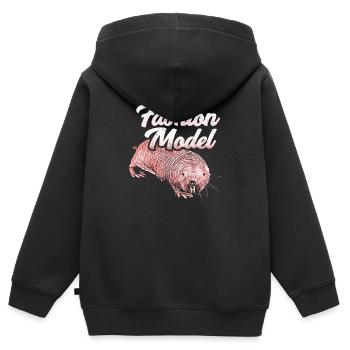 Nu mannequin rat mannequin rongeur rat rat humour - Sweat Premium à capuche zippé enfant bio - noir - Dos - AI Model Kid Male (0cm)