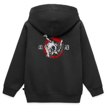 judo - Sweat Premium à capuche zippé enfant bio - noir - Dos - AI Model Kid Male (0cm)