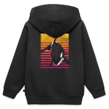 Orca Wal - Kinder Premium Organic Zip Hoodie - Schwarz - Hinten - AI Model Kid Male (0cm)