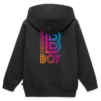 B Boy Breakdance Vintage - Sweat Premium à capuche zippé enfant bio - noir - Dos - AI Model Kid Male (0cm)