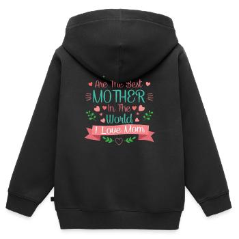 Du bist die beste Mutter - Kinder Premium Organic Zip Hoodie - Schwarz - Hinten - AI Model Kid Male (0cm)