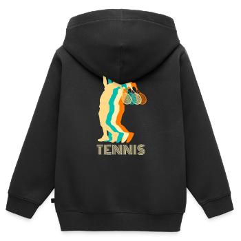 Tennis - Kinder Premium Organic Zip Hoodie - Schwarz - Hinten - AI Model Kid Male (0cm)