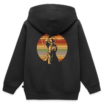 cow-boy - Sweat Premium à capuche zippé enfant bio - noir - Dos - AI Model Kid Male (0cm)