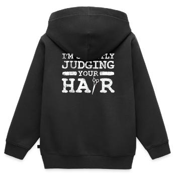 Frisur - Kinder Premium Organic Zip Hoodie - Schwarz - Hinten - AI Model Kid Male (0cm)