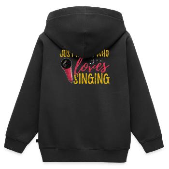 singing - Kids Premium Organic Zip-up Hoodie - black - Back - AI Model Kid Male (0cm)