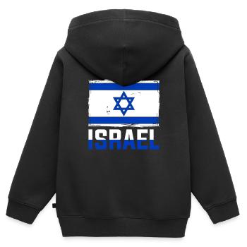 Israel Flagge Nation - Kinder Premium Organic Zip Hoodie - Schwarz - Hinten - AI Model Kid Male (0cm)