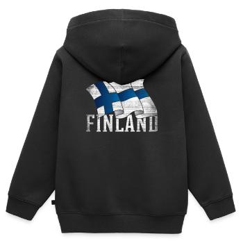 Finlande - Sweat Premium à capuche zippé enfant bio - noir - Dos - AI Model Kid Male (0cm)