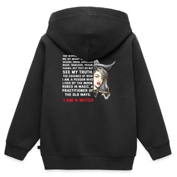 Je suis une sorcière je suis une sorcière - Sweat Premium à capuche zippé enfant bio - noir - Dos - AI Model Kid Male (0cm)