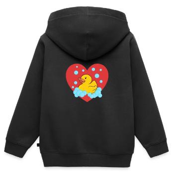 Badeente Gummiente - Kinder Premium Organic Zip Hoodie - Schwarz - Hinten - AI Model Kid Male (0cm)