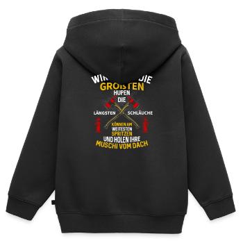 Wir haben die Größten Hupen Längsten Schläuche - Kinder Premium Organic Zip Hoodie - Schwarz - Hinten - AI Model Kid Male (0cm)