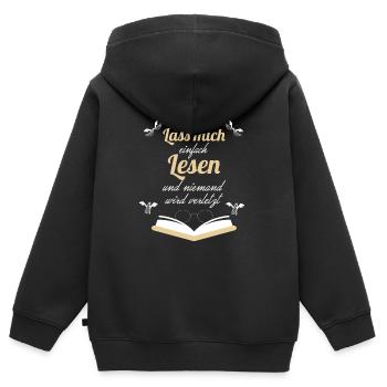 Lesen Leseratte Geschenk Retro Vintage Geschenk - Kinder Premium Organic Zip Hoodie - Schwarz - Hinten - AI Model Kid Male (0cm)