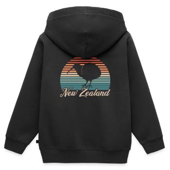 Neuseeland Neuseeländer Backpacker - Kinder Premium Organic Zip Hoodie - Schwarz - Hinten - AI Model Kid Male (0cm)