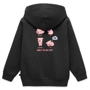 Pig to do list - Kids Premium Organic Zip-up Hoodie - black - Back - AI Model Kid Male (0cm)