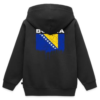 Drapeau de la Bosnie - Sweat Premium à capuche zippé enfant bio - noir - Dos - AI Model Kid Male (0cm)
