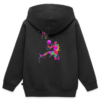 Panier de basket - Sweat Premium à capuche zippé enfant bio - noir - Dos - AI Model Kid Male (0cm)