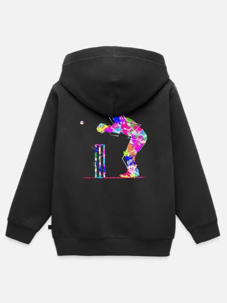 Cricket game - Kids Premium Organic Zip-up Hoodie - black