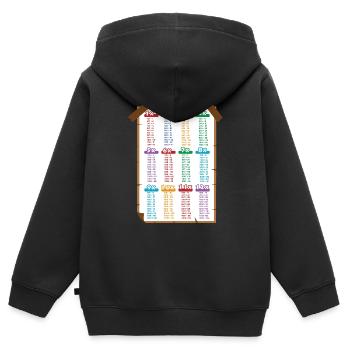 Table de multiplication - Sweat Premium à capuche zippé enfant bio - noir - Dos - AI Model Kid Male (0cm)