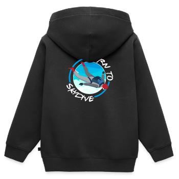 Né à Skydive - Sweat Premium à capuche zippé enfant bio - noir - Dos - AI Model Kid Male (0cm)